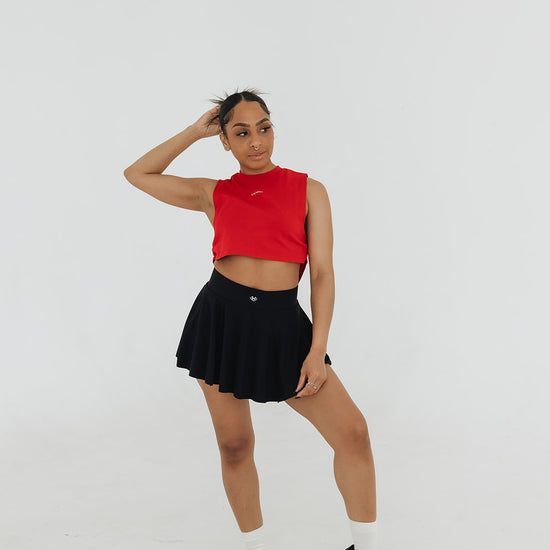 UNLMTD RUCHED CROP TEE (SCARLET RED) - UNLMTD Active + Lounge
