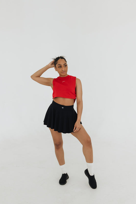 UNLMTD RUCHED CROP TEE (SCARLET RED) - UNLMTD Active + Lounge
