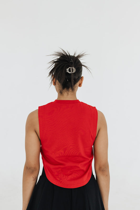 UNLMTD RUCHED CROP TEE (SCARLET RED) - UNLMTD Active + Lounge