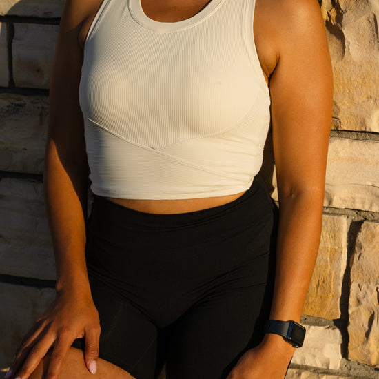 Favorite Sculpt Ribbed Crop Top (Ivory) - UNLMTD Active + Lounge