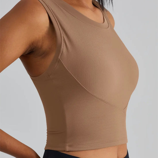 Sculpt Ribbed Favorite Crop Top (Frappuccino) - UNLMTD Active + Lounge